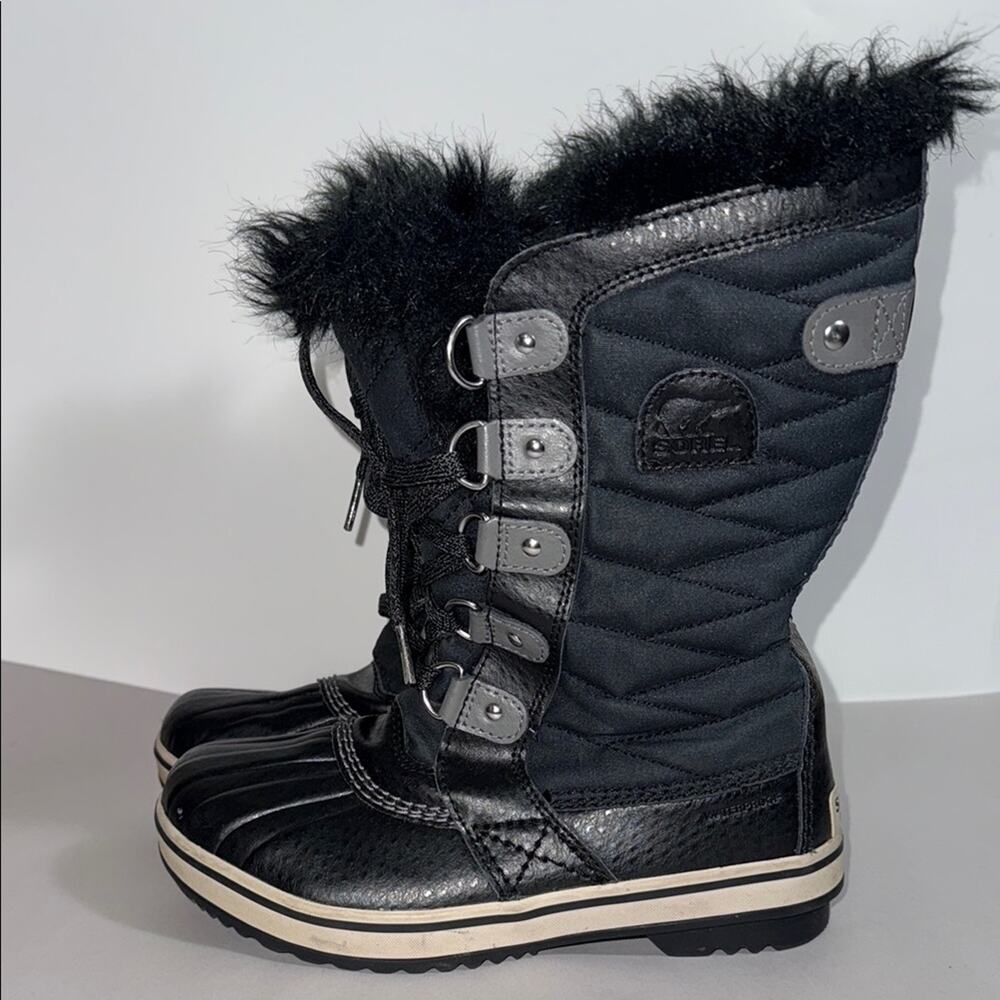 Sorel Kids Black Faux-Fur Trim Winter Boots
